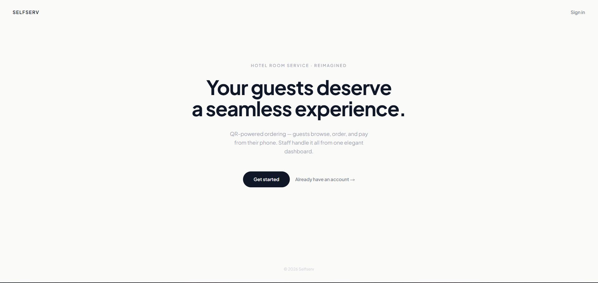 Selfserv hotel room-service MVP