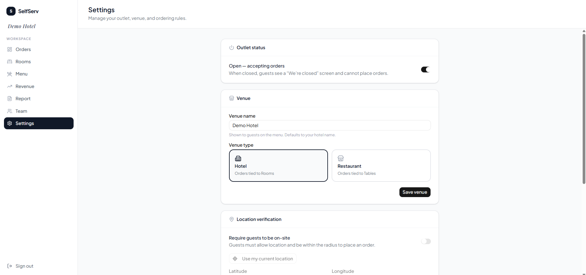 A further Selfserv product screen showing the connected MVP experience